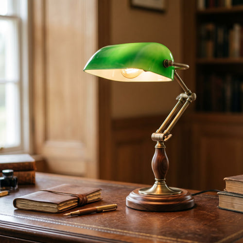 Brass & Walnut Desk Lamp