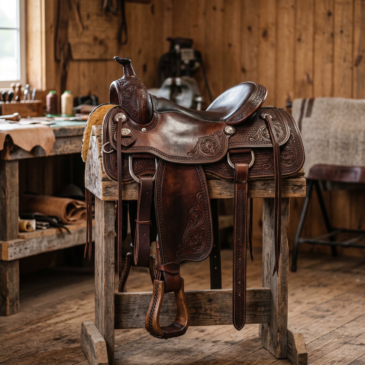 Hand-Tooled Western Saddle
