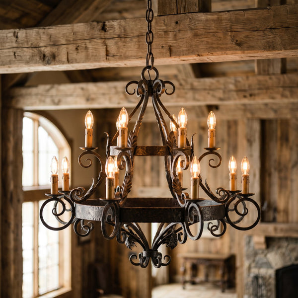 Hand-Forged Wrought Iron Chandelier