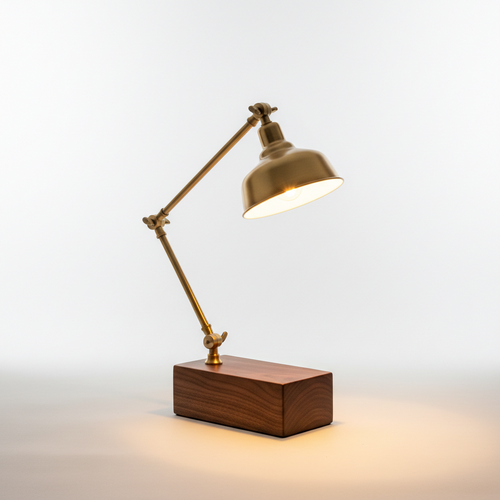 Brass & Walnut Desk Lamp